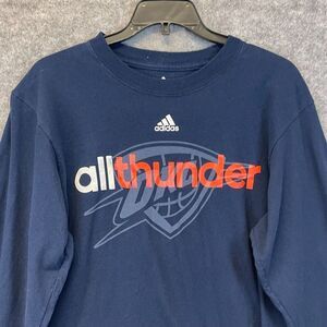 ADIDAS Men’s Long Sleeve T-Shirt OKC Thunder Graphic Navy Blue Size Large